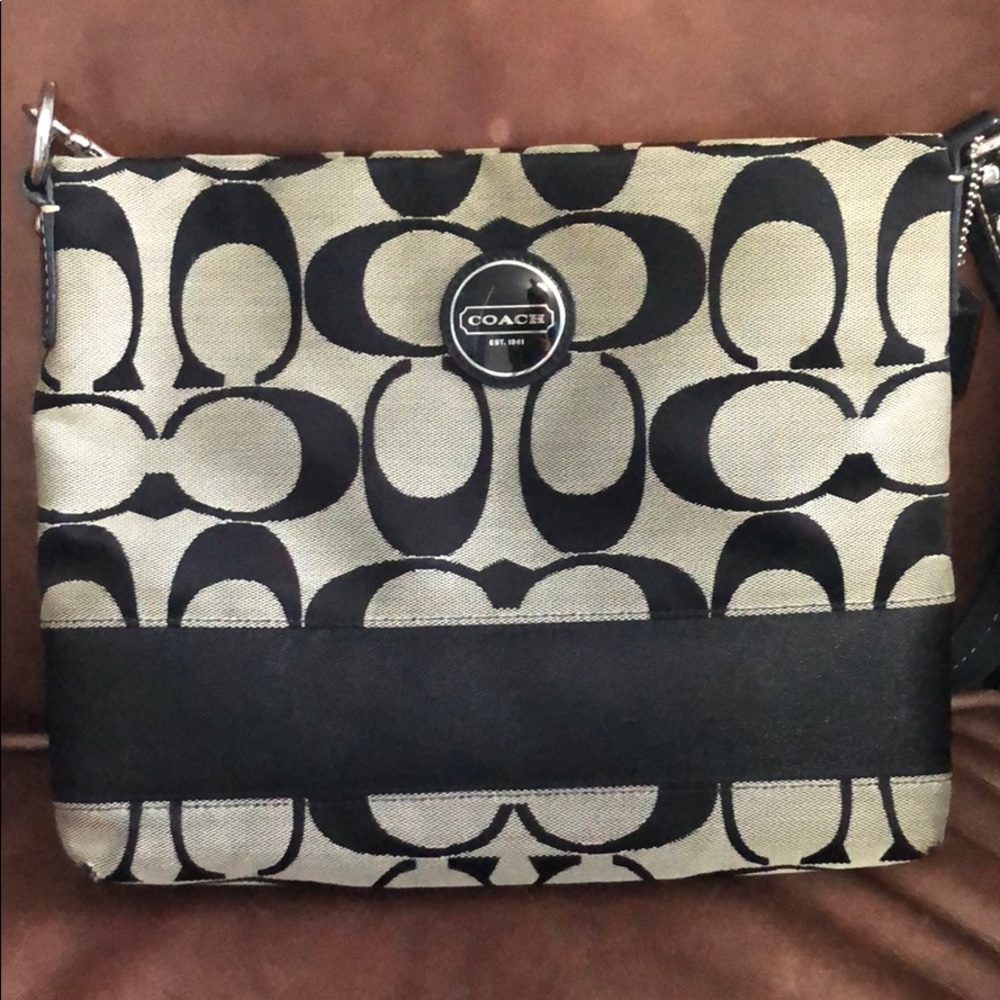Coach Signature File Crossbody Stripe Bag